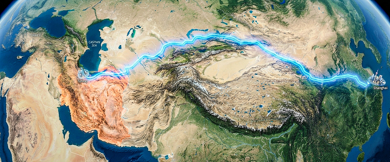 Train rail import path from China to Iran
