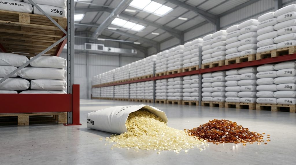 C5 and C9 hydrocarbon resin bags in Hamiico's warehouse